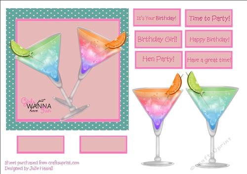 Cocktails Birthday or Hen Party Topper