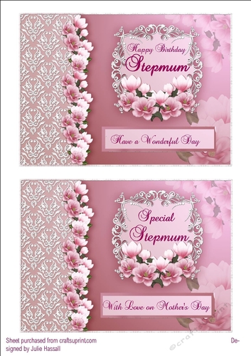 Two floral card toppers, Stepmum Birthday & Mothers Day