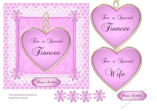 Heart & Lace birthday card for Wife or Fiancee 
