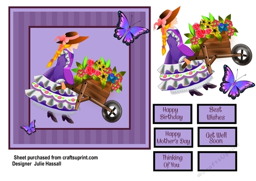 Barrow of flowers multi purpose card. choice of sentiments