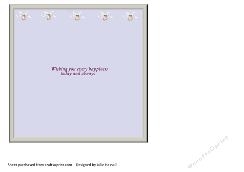 Insert for Wedding Day card front with oval cutout and choice of sentiments
