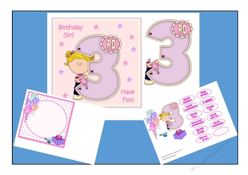 3rd Birthday Girl mini kit