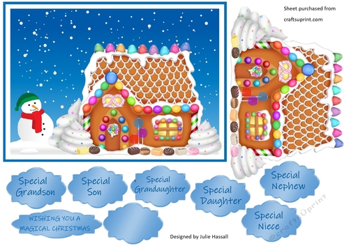 Gingerbread House Christmas card topper