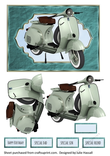 Vespa scooter birthday with decoupage