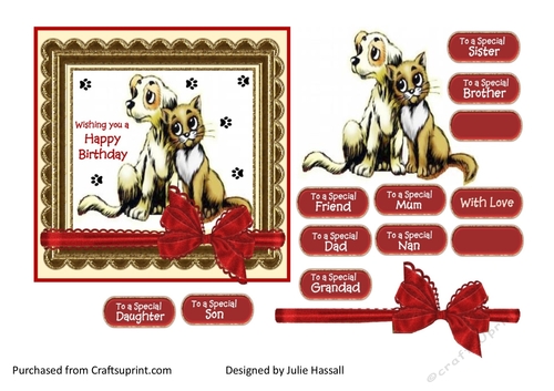 Dog & Cat birthday card with various sentiments