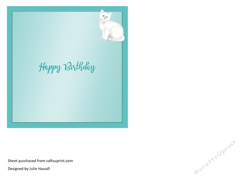 Insert for white cat & kitten birthday card topper cup991494_2306