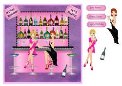 Birthday Card for Party Girl in Cocktail Bar