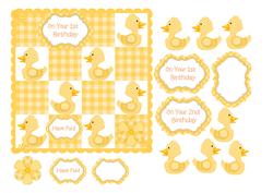 1st or 2nd Birthday Card with Yellow Gingham Ducks