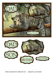 Birthday Card for Dad, Son, Brother with Tiger on Branch