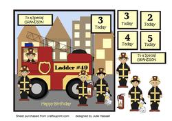 Birthday Card for Grandson with Fire Engine & Crew