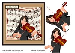 Birthday Card with Sheet Music & Violinist