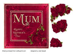 Crimson Roses Mother's Day Card for Mum