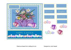 Easter Flower Basket Card with Easter Eggs