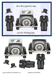 Wedding Card with Two Grooms and Wedding Car