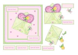 Birthday Card with Heart in Envelope for Mum, Sister