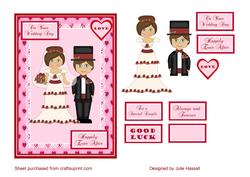Wedding Day Card with Cute Couple and Roses