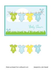 Baby Shower Card with Baby Clothes on Washing Line