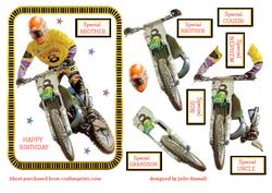 Birthday Card with Decoupage Scrambler Bike