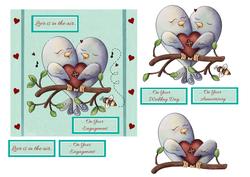 Engagement Card with Love Birds on a Branch