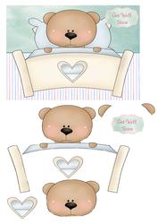 Get Well Soon Card with Teddy in Bed