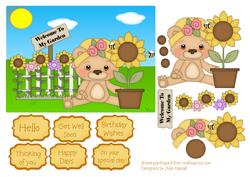 Teddy's Garden with Decoupage Teddy and Flowers