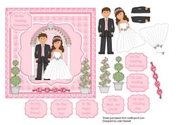 Wedding Day or Anniversary Card with Bride & Groom