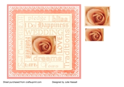 Wedding card front with peach rose layers