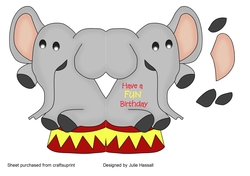Shaped birthday card with circus elephant