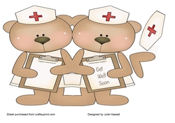 Get Well card with teddy bear nurse