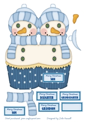 Cupcake snowman shaped card