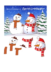 Christmas card for Grandaughter with 3D snowmen