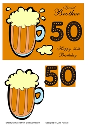 50th Birthday card for Brother with pint of beer