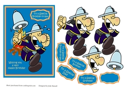 Male birthday card with funny cartoon fireman image