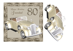 80th Birthday card for Grandad with vintage car