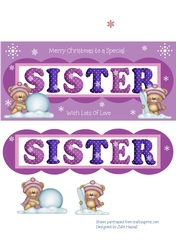 Christmas card for Sister with cute teddies in the snow