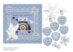 Pearl wedding anniversary card with 3D dove and bow. Choice of sentiments