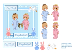 Congratulations card for boy & girl twins