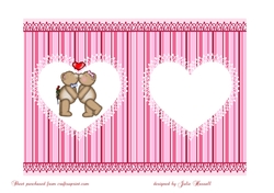 Insert for anniversary card with kissing teddy bears decoupage