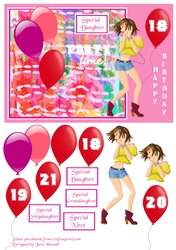 Party time birthday card with relatives & ages 18 -20