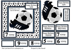 FOOTBALL BIRTHDAY CARD FOR BOYS AGED 4-9. blue