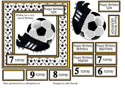 FOOTBALL BIRTHDAY CARD FOR BOYS AGED 4-9. GOLD & BLACK