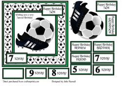 FOOTBALL BIRTHDAY CARD FOR BOYS AGED 4-9. GREEN