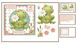 Frog birthday card kit with sheet of sentiments and insert