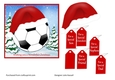 Christmas card front with football & Santa hat