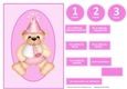Pink Party teddy mini kit ages 1-3 with 3D teddy & family sentiments