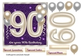 90th birthday card with large numerals & balloons