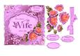 Wife Birthday Card with Peach & Lilac Roses