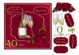 Ruby Anniversary Card with Red Roses and Champagne Toast