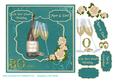 Pearl Wedding Card with Champagne Glasses & Ivory Roses