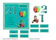 21st Birthday Card with Balloons & Champagne